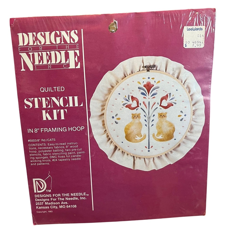 Designs For The Needle Quilted Stencil Kit 8" Cats Hoop Vintage 1983 5003/8"